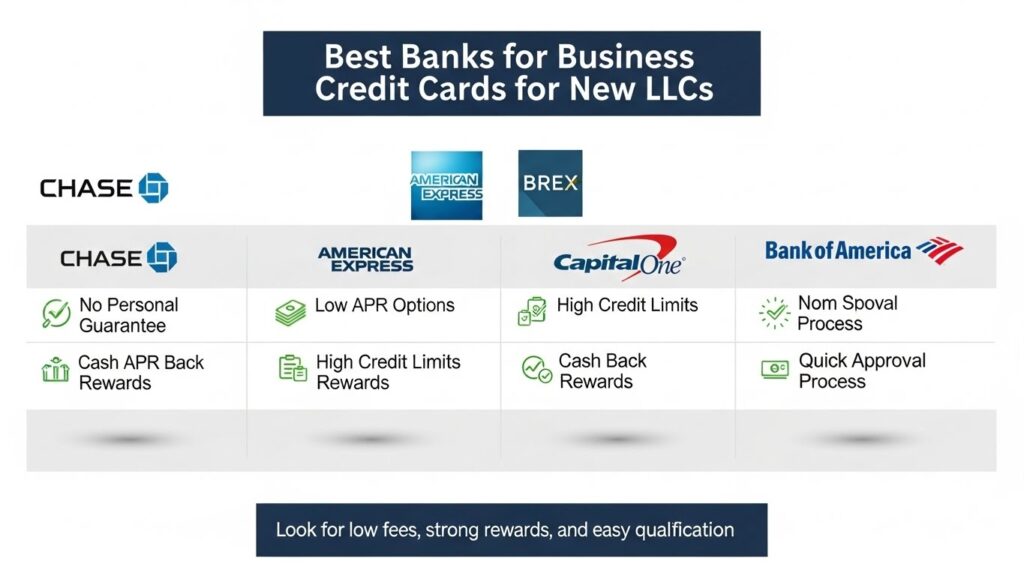best banks for business credit cards for new LLCs