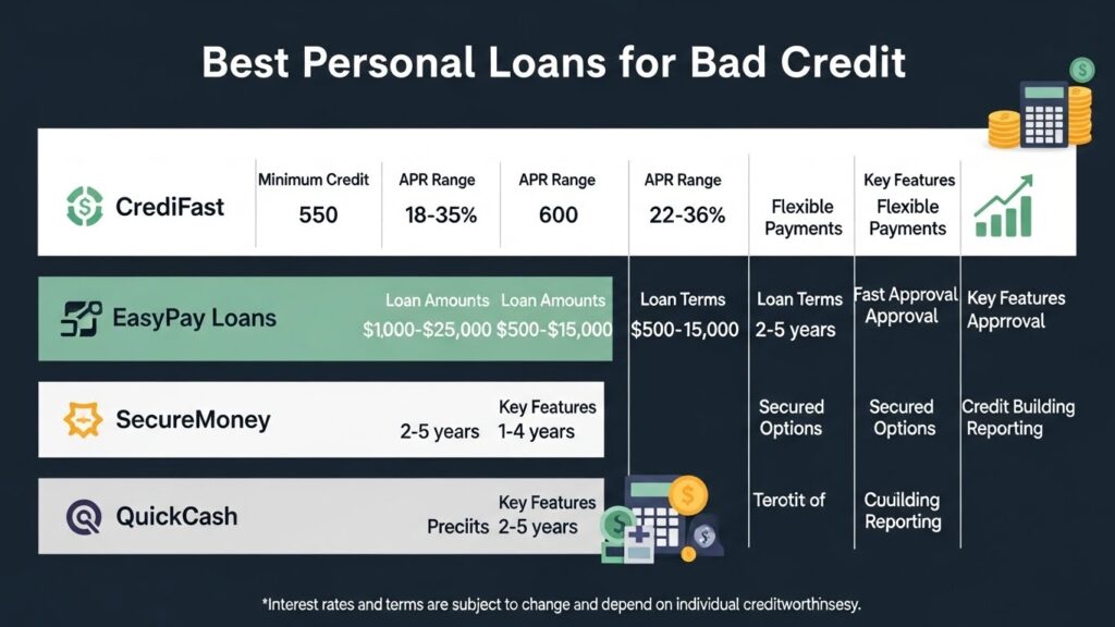 best personal loans for bad credit comparison